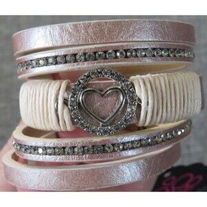 Paparazzi Heart CZ Bling Pale Pink Wrap Bracelet It Takes Heart Pink Urban NEW